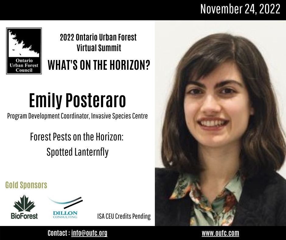 OUFC_Canada's tweet photo. DYK #spottedlanternfly is likely to become a new threat in CAN? Learn more about what you can do to help monitor and #stopspread. Emily Posteraro from the @invspecies will speaking at our summit. Register ➡️https://t.co/zUlyozudyc #invasivespecies #treetwitter https://t.co/iicUk5USl8