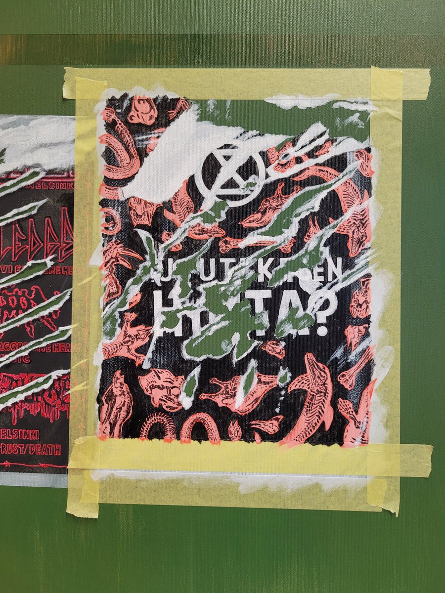 tomhcardwell's tweet photo. WIP detail, acrylic on canvas 2022
From a new series of paintings based on posters and graffiti from the streets of Helsinki.
#streetstilllife #quodlibetpainting #streetart #graffiti #contemporarypainting #acrylicpainting #extinctionrebellion https://t.co/s2VvWt0LsR