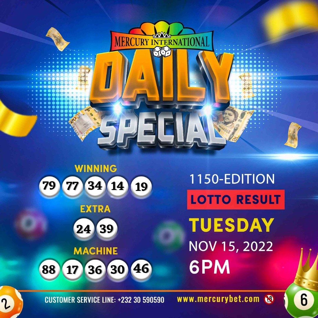 It's the Mercury International Daily Special 6PM Lotto Result 🎲 for Tuesday 15th November,2022. #SierraLeone #MercuryLotto #SaloneTwitter