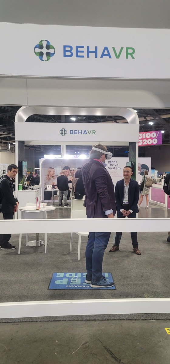 nathanc's tweet photo. A confident booth for @BehaVR_al which promises "life changing #vr experiences that reach everyone." #DigitalHealth #hlth2022 #xr #metaversehealth @HLTHEVENT https://t.co/JRRhMeKoFw