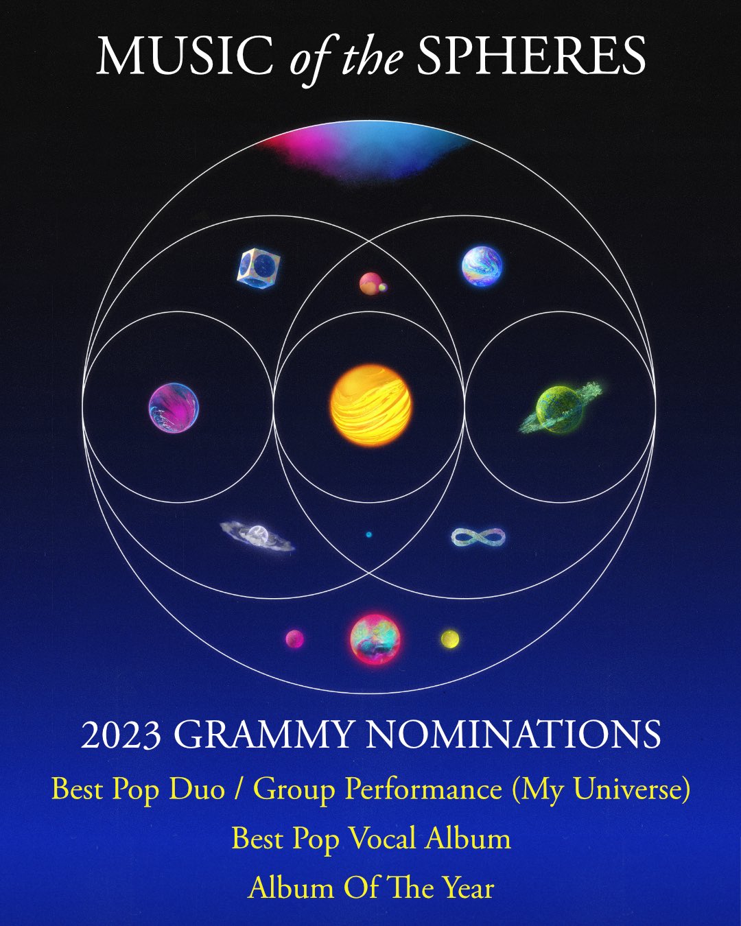Indgang modnes Morgen Coldplay on Twitter: "Thank you @RecordingAcad for three 2023 GRAMMY  nominations for Music Of The Spheres - Best Pop Duo / Group Performance (My  Universe with @BTS_twt) - Best Pop Vocal Album -
