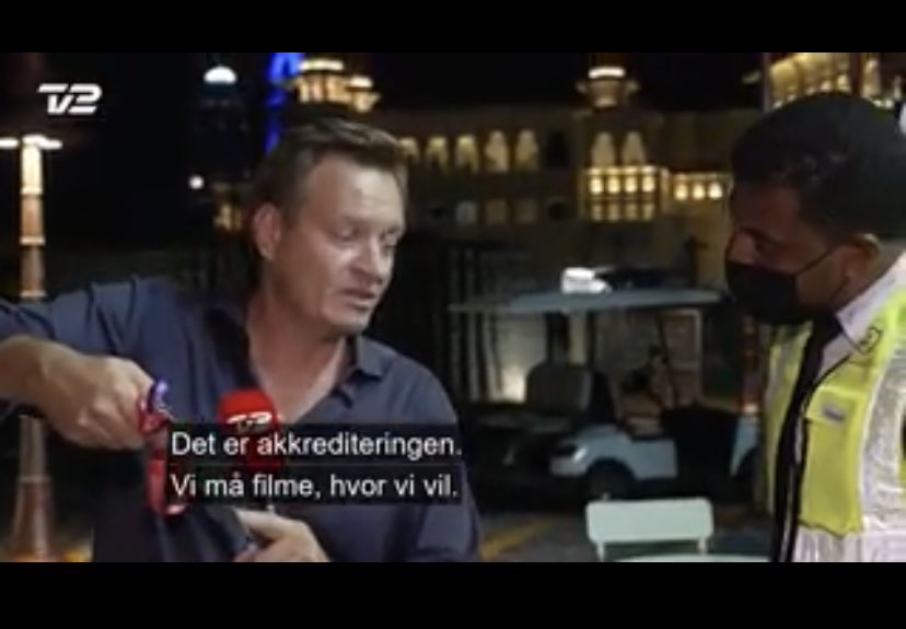 Stanis Elsborg (@staniselsborg) on Twitter photo 🇩🇰Danish journalist <a href="/RasmusTantholdt/">Rasmus Tantholdt TV2</a> from <a href="/tv2nyhederne/">TV 2 NYHEDERNE</a> were interrupted by 🇶🇦#Qatar authorities earlier today during a live tranmission about #Qatar2022. The journalist was constantly told that if they didn't stop filming, their camera would be destroyed. nyheder.tv2.dk/live/2022-11-1… 🇩🇰Danish journalist <a href="/RasmusTantholdt/">Rasmus Tantholdt TV2</a> from <a href="/tv2nyhederne/">TV 2 NYHEDERNE</a> were interrupted by 🇶🇦#Qatar authorities earlier today during a live tranmission about #Qatar2022. The journalist was constantly told that if they didn't stop filming, their camera would be destroyed. nyheder.tv2.dk/live/2022-11-1…