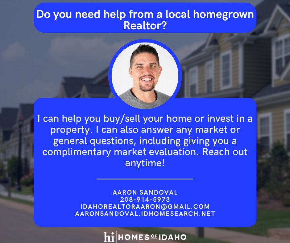 What real estate questions or help do you, someone in your family or a friend need? Reach out anytime!

#idaho #idahorealestate #boise #meridianidaho #kunaidaho #eagleidaho #nampaidaho #wilderidaho
#treasurevalleyidaho #realestate #realtor #homesofidaho #aaronsandovalrealestate