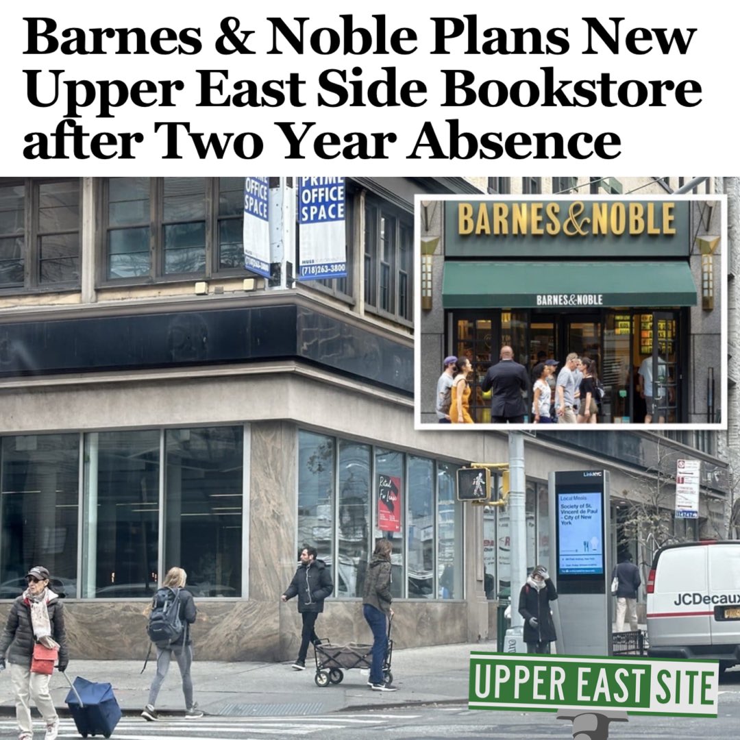 The bookseller announced plans to open a new, smaller bookstore a little more than a block away from the original #UES Barnes & Noble location. uppereastsite.com/barnes-noble-p…