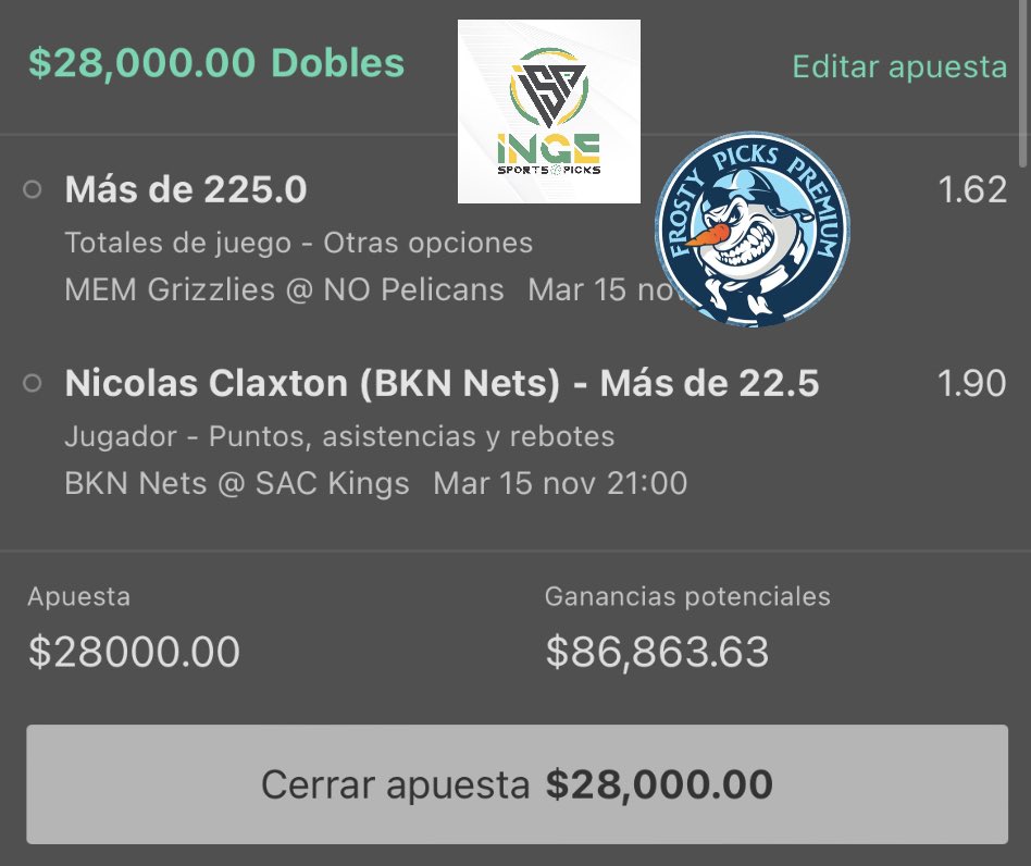💰 LLEVAMOS UNA RACHA ✅3-0 Y LE VAMOS A METER POWER AQUÍ 

Junto con mi amigo @IngeSportspicks  les traemos algo cocinado a fuego lento 🔥 

♥️ Si se gana SE VAN GRATIS $1000 ENTRE LOS QUE dejen su LIKE y nos sigan a ambos 🌝

T.me/fr0stxr