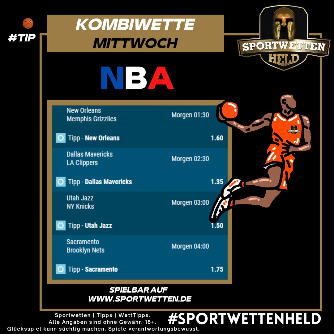 SportwettenHeld's tweet photo. Dein Wettschein für heute Nacht ist fertig.
Auf #sportwetten_de kannst du dein Schein spielen.
#SportwettenHeld #WettTipps #Bettingtips #Tipico_de #NBA #bet365DE #unibet #tipico #betano #bwin_de
#GamblingTwitter #betway #bwin_uk #bet365 #DBB_Basketball #basketball #bet https://t.co/ZAta69l8o4