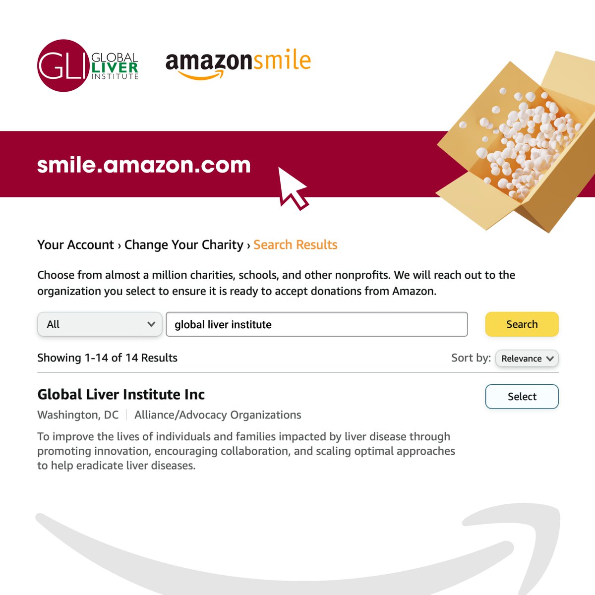 As we enter the season of giving, support GLI by selecting us as your preferred charity on @amazon Smile. 🦃🎄 A percentage of your eligible purchases will go towards our mission of empowering liver patients and eradicating #LiverDisease! ☃️ #LiverHealth #AmazonSmile #Holidays