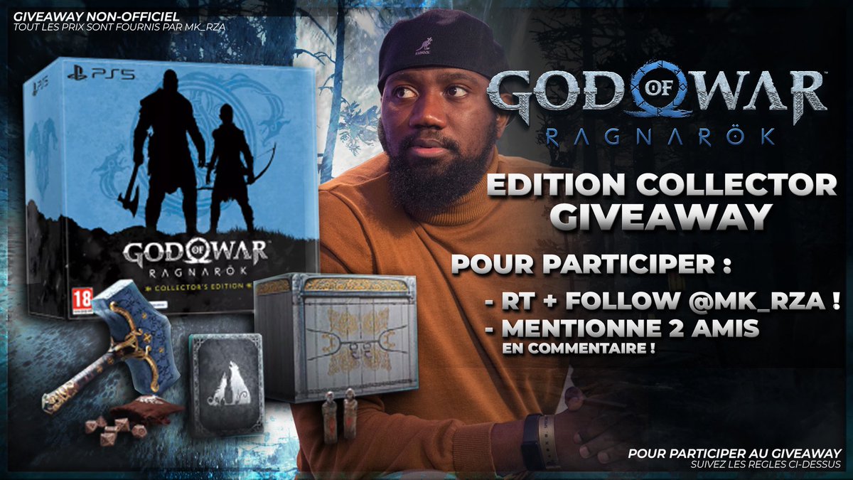 MK_RZA's tweet photo. ⚠️JEUX CONCOURS ⚠️

Pour fêter la sortie du futur GOTY, je vous fait gagner un magnifique collector de God of War Ragnarok sur PS4/5 🔥

Règlement —> 

RT+Follow @MK_RZA 
Mentionne 2 amis 

TAS le 23 novembre 🔥🔥 https://t.co/PBHFcRVNa1