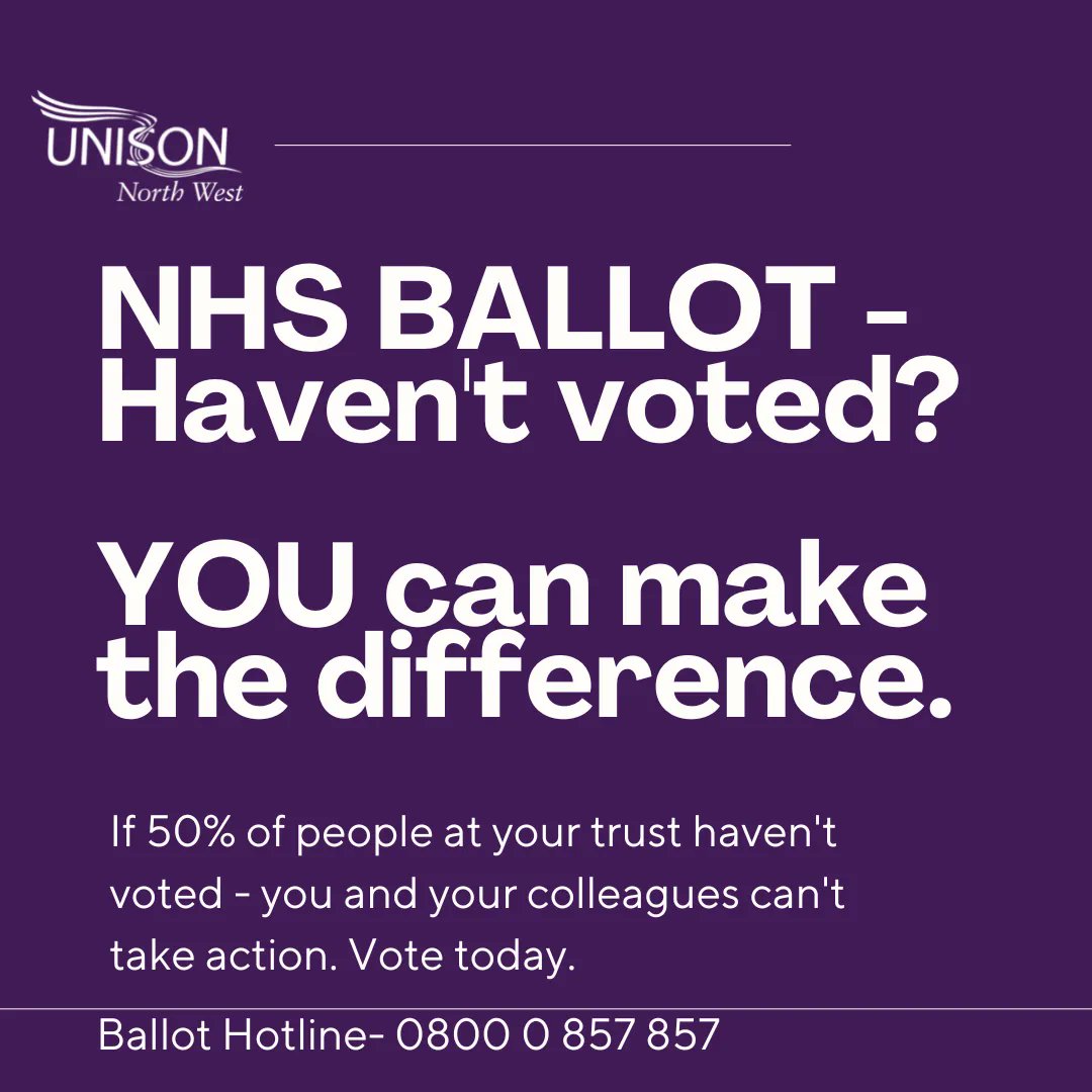 NorthWestUNISON's tweet image. Don't let your colleagues down. One Week to go. Vote today.