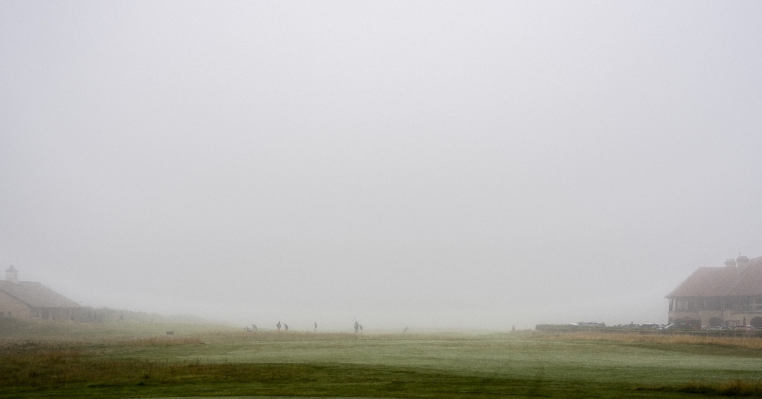 royalportrush's tweet photo. No amount of mist is going to stop these golfers from getting out there early on the Dunluce. 
 #linksgolf #royalportrush #portrush #golfphotography https://t.co/hmEJCDP9vT