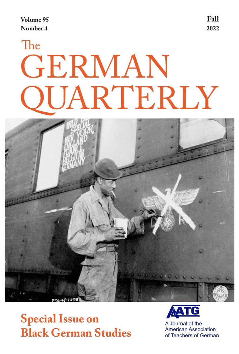 German Quarterly (@germanquarterly) on Twitter photo We are thrilled to announce the Fall 2022 issue of <a href="/GermanQuarterly/">German Quarterly</a>, a special issue on Black German Studies, featuring an Intro by <a href="/pdlayne/">Priscilla L.</a> and @kira_thurman; articles by <a href="/BlackPhDE/">Dr Merritt • byeratchel & boisterous</a> on Black German Poetic Ecologies and @jamwatk on Black Elegy on Stage; Forum; and Review Essays! We are thrilled to announce the Fall 2022 issue of <a href="/GermanQuarterly/">German Quarterly</a>, a special issue on Black German Studies, featuring an Intro by <a href="/pdlayne/">Priscilla L.</a> and @kira_thurman; articles by <a href="/BlackPhDE/">Dr Merritt • byeratchel & boisterous</a> on Black German Poetic Ecologies and @jamwatk on Black Elegy on Stage; Forum; and Review Essays!
