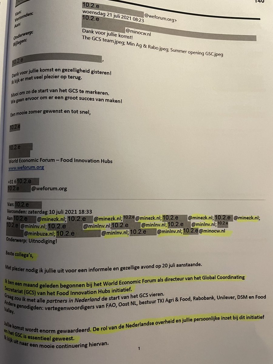 PvanHouwelingen's tweet photo. Kijk, hier hebben we in de WOB-documenten een e-mail van een rijksambtenaar die zijn collega’s laat weten dat hij bij het WEF aan de slag gaat. Hij bedankt ze en stelt dat “De rol van de Nederlandse overheid” bij dit WEF-initiatief “essentieel” is geweest. Vreemde praatclub. #WEF https://t.co/2tKmpEpwpJ