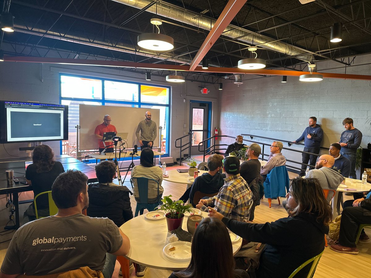 clevyr's tweet image. Standing room only with @OKCWebdevs today @clevyr!