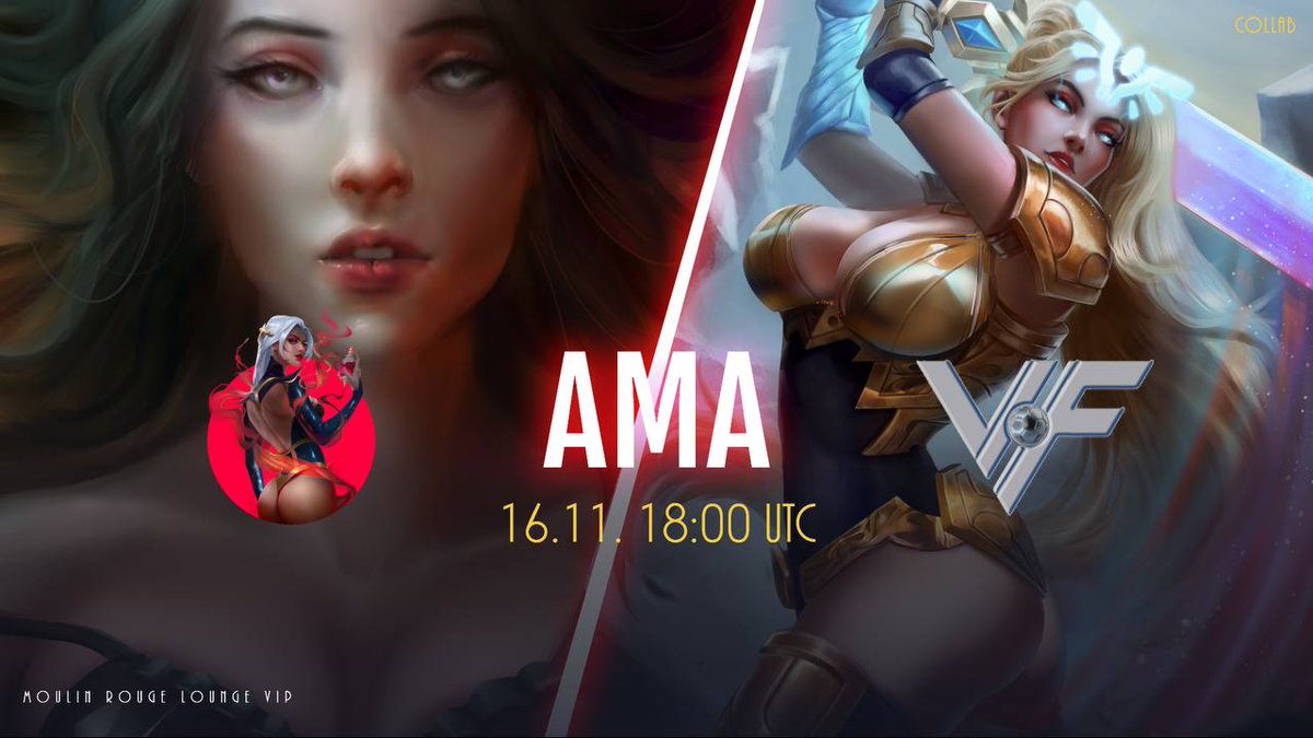 🌹Moulin Rouge Lounge VIP presents: V Fantasy🌹
🎙Giveaway &amp; AMA🎙

🔹Wednesday 16.11. 18:00 UTC

Prizes: 
3x 10 BUSD 

Rules:
1️⃣ Attend voice AMA
2️⃣ Follow t.me/VFantasySports

Twitter: @vfantasysports 

AMA Venue:
👉 t.me/+rPY1PSOJ54QwO…