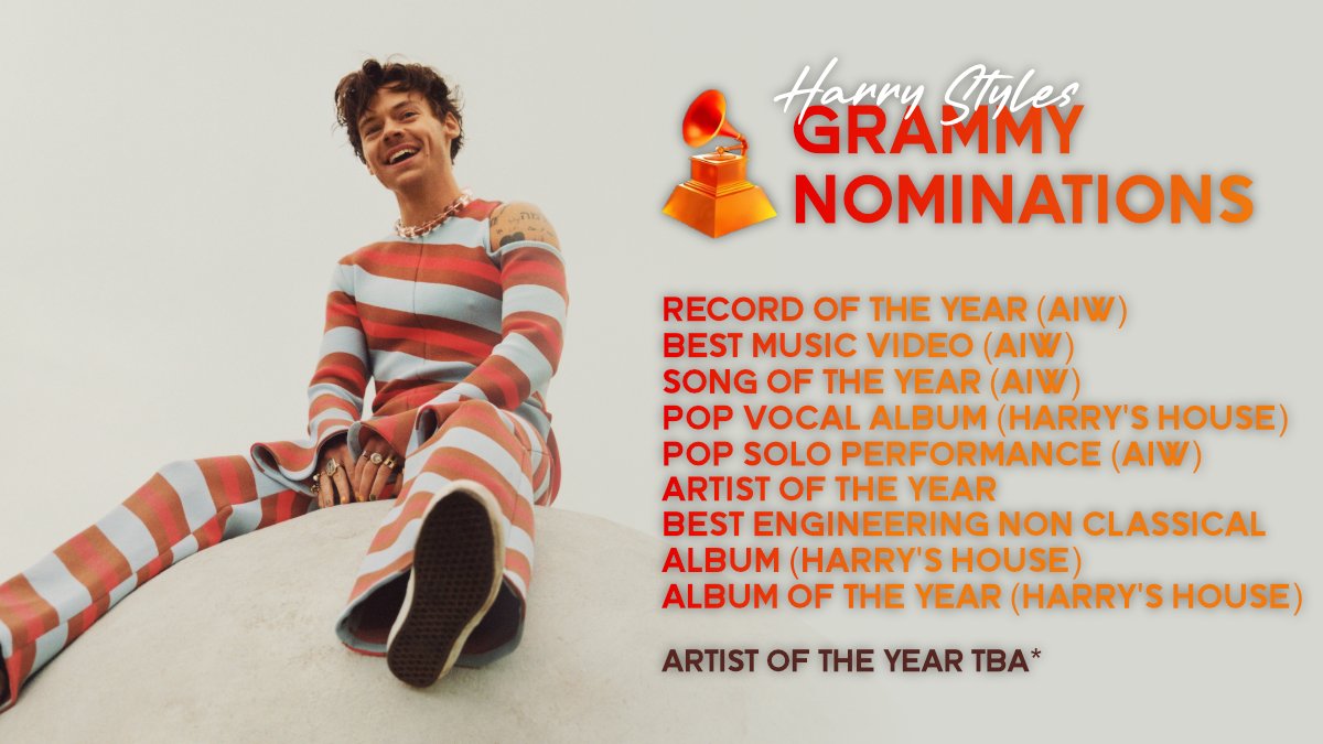 LTHSOURCE's tweet image. 🔥| Harry Styles has been nominated for 7 #GRAMMYs tonight, with one extra nomination for Harry's House in Engineering categories. He stands among the artists with the most nominations this year.