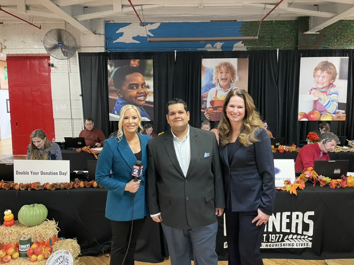 Gleaners's tweet photo. Take a look behind the scenes at our Double Your Donation Day telethon with @FOX2News! We've welcomed some very special guests today, including @UnitedWaySEM, @HP_Schools, @Team_Penske, and our match partner @FordFund! Give now at https://t.co/oNyXPUReiz https://t.co/f74cQSLxBu
