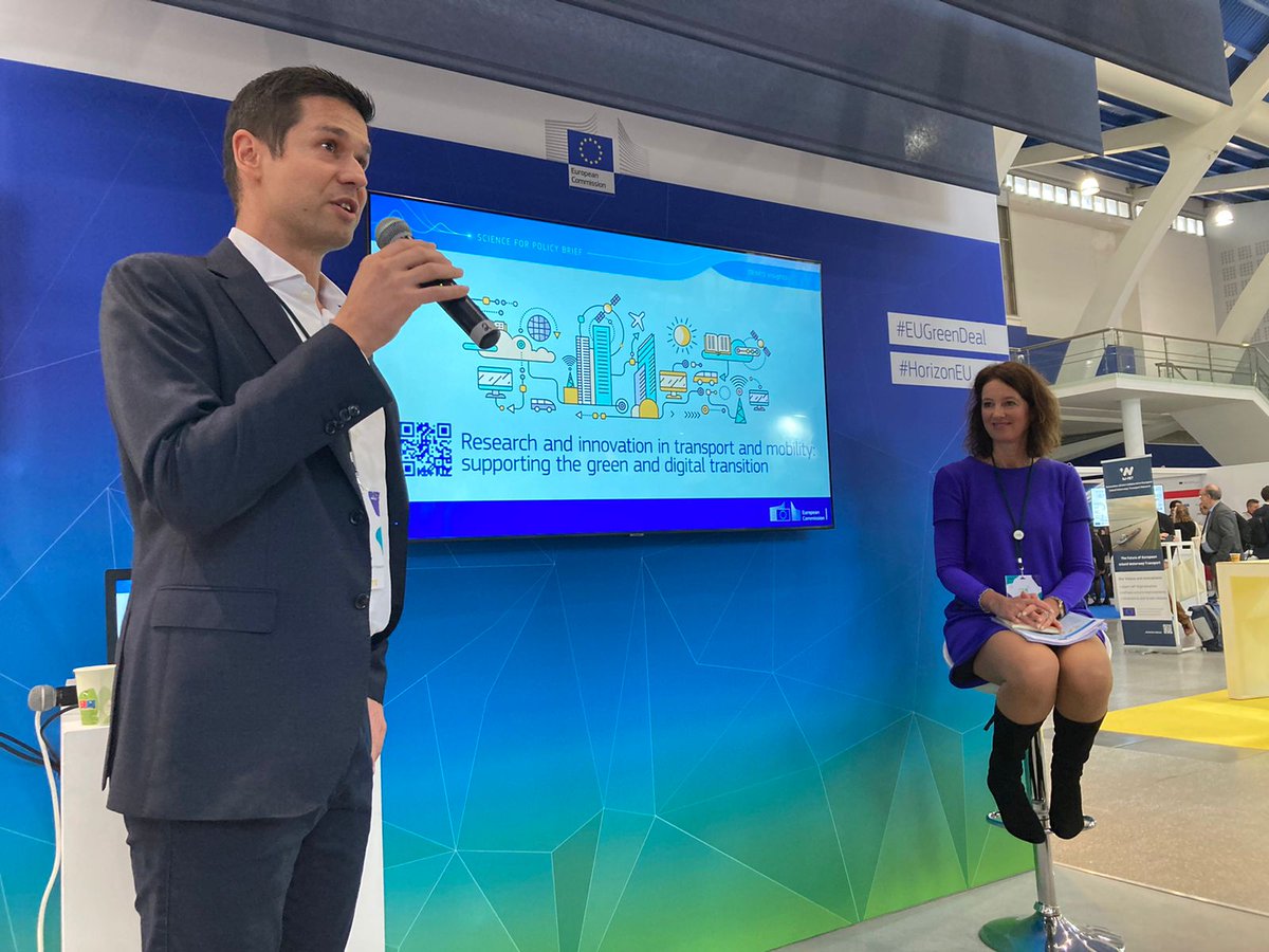 EU_JRC's tweet photo. Join us at the @EU_Commission stand in Hall 2, where we showcase our #TRIMIS_EU knowledge hub bringing together the latest 🇪🇺 funded R&amp;I on transport and mobility. 

Have you read the latest #TRIMIS_EU policy brief?
⬇️
https://t.co/1lXgbzhjGv
#TRA2022 https://t.co/VqXqLtkZFs