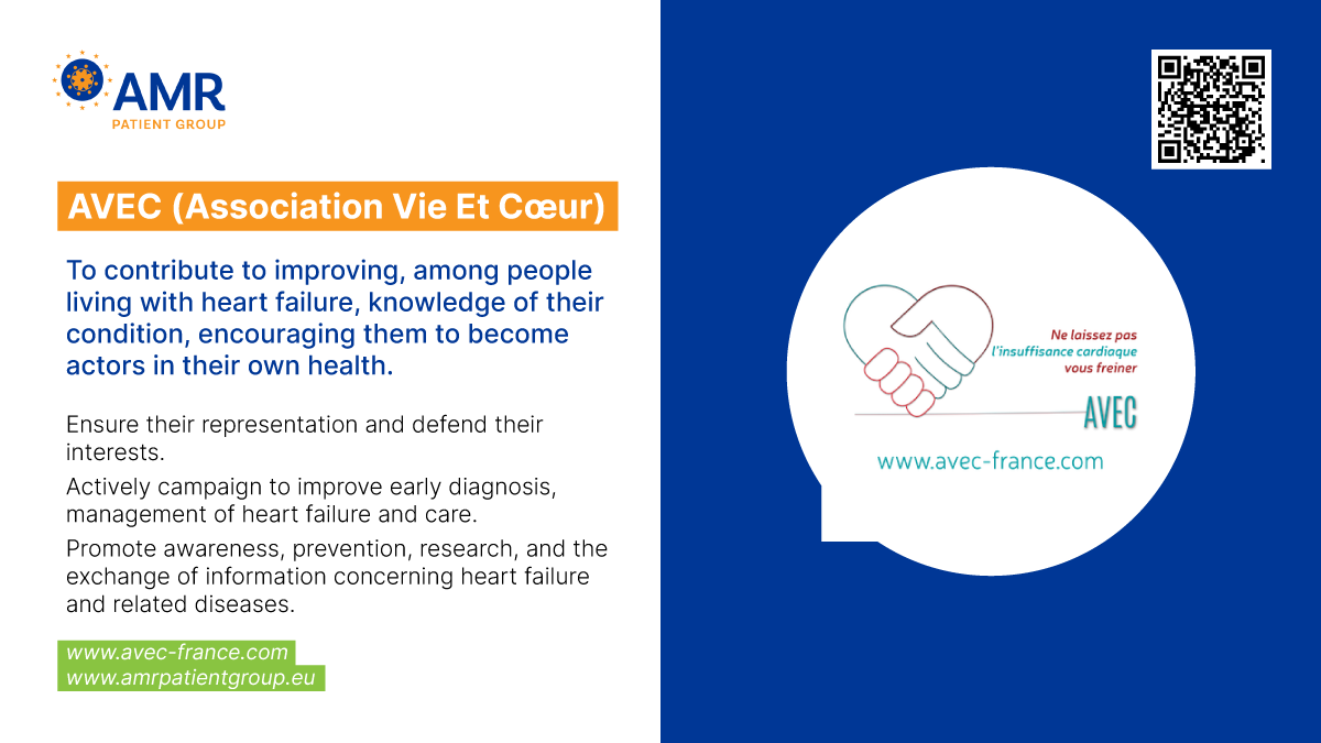 PatientAmr's tweet photo. Our French member, @AVEC_fr supports people living with heart failure, so that they become actors of their own health.
They make sure that they are well represented and campaign for #earlydiagnosis and better management of heart failure and care.
#EAAD #WAAW #AMRPAtientGroup https://t.co/5DEbfKNmRN