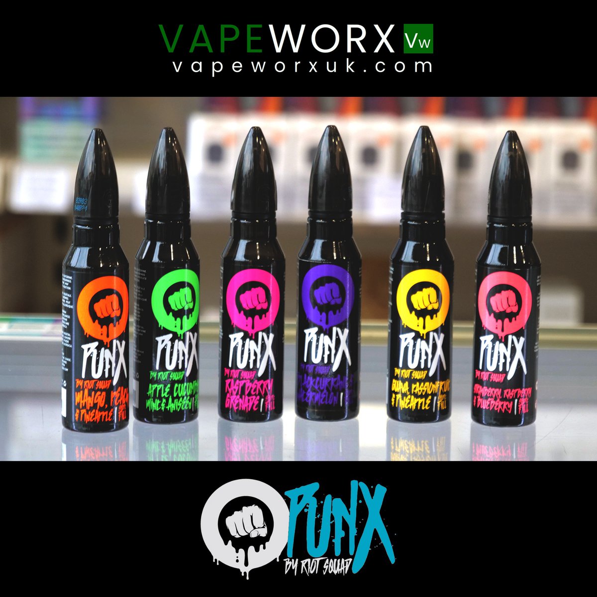 PUNX BY RIOT @ vapeworxuk

50ml shortfills

vapeworxuk.com/punx-50/

vapeworxuk.com