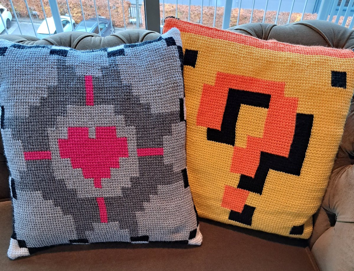 Another pillow joins the couch at work. They take long to make but they sure are worth the hard work