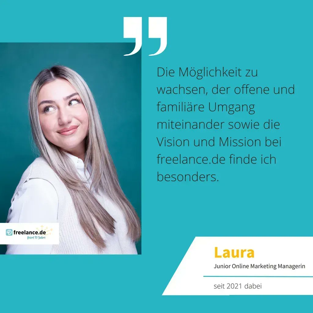 ✨ 15 Jahre freelance.de – 15 Mitarbeiter im Fokus ✨
Was macht freelance.de für Laura so besonders? Im Interview erzählt sie uns davon » buff.ly/3MQDtmj  

#freelancede #freelancedeTeam #freelance #marketing #marketingmanagement #bestplacetowork