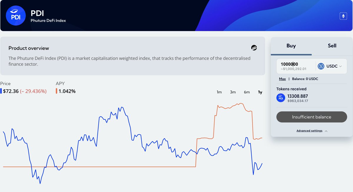 Liquidity is key. With PDI you can execute a $1m size trade with around 3.7% slippage. 

That’s why PDI is the ultimate Defi index. 

👉 app.phuture.finance