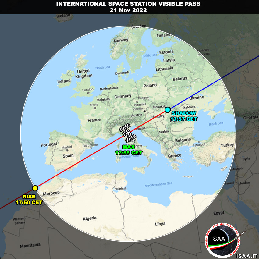 RikyUnreal's tweet photo. ITA ๐ฎ๐น
Stasera 21 novembre ci sarร un ottimo passaggio della #ISS visibile da tutta Italia.
Appuntamento alle 17:52 circa (ora locale) meteo permettendo.
Altro passaggio meno favorevole: 19:30.
Buona caccia!
#SpotTheStation #Expedition6 https://t.co/2ER797pvVB