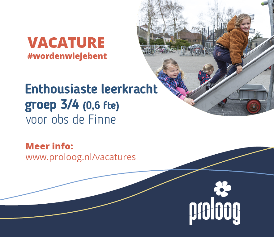 VACATURE | Wij zoeken voor onze daltonschool obs de Finne in Warten een enthousiaste leerkracht groep 3/4. Heb jij affiniteit met een combinatiegroep, kun je een veilige sfeer neerzetten en ben je innovatief en energiek? Dan zoeken we jou! Meer info👉🏻 proloog.nl/Werken-bij/Vac…