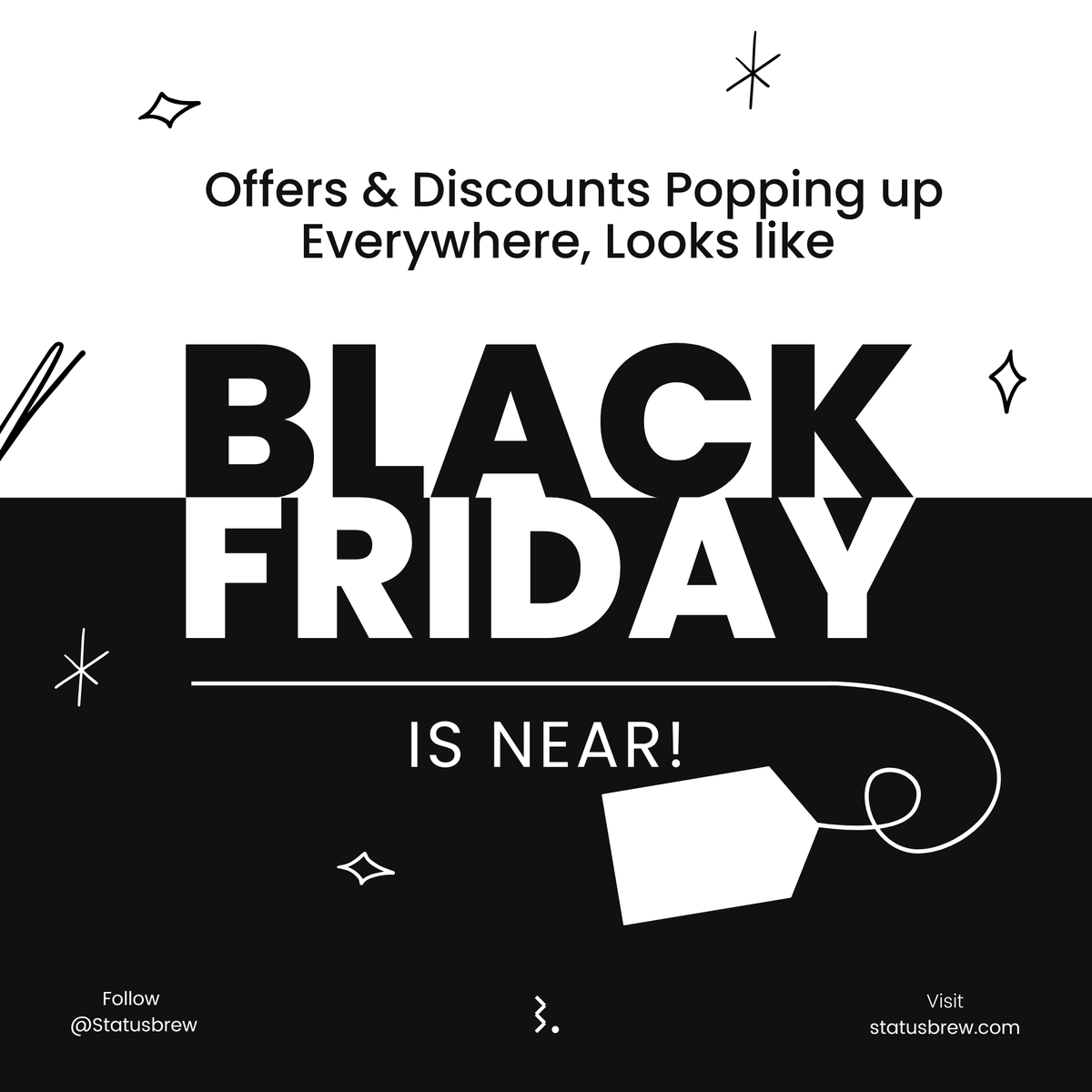Statusbrew's tweet photo. "I don’t need stress; I need my shopping bag. It’s almost Black Friday!" 🏴
The best thing about Black Friday? The deals, of course.
Watch our social to see what we have in store for you this year 🤗 🎁
.
.
. #offers #discounts #statusbrew #socialmediamanagement https://t.co/8RyTyfCedE