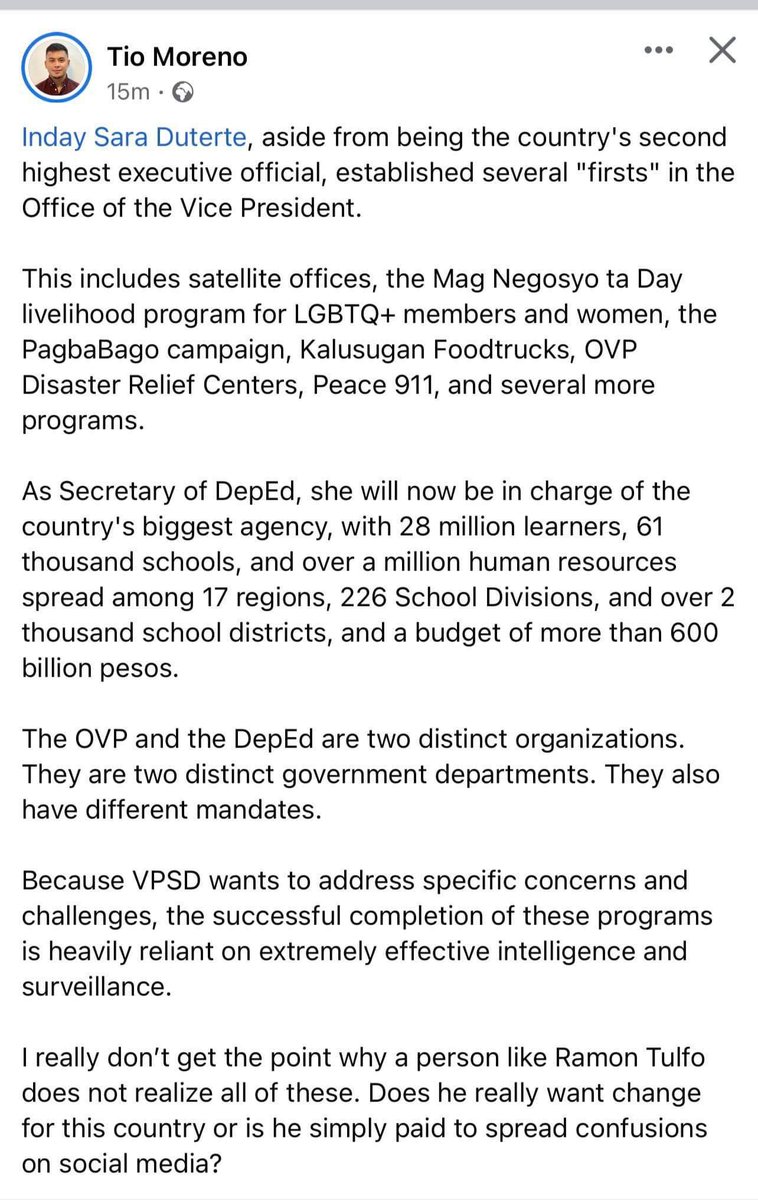 ChukChenez's tweet photo. ”VP Inday aside frm bein the country's 2nd highest executive official, established several "firsts" in d Office of the VP,This includes satellite offices, the Mag Negosyo ta Day livelihood program for LGBTQ+ members &amp; women, the PagbaBago campaign, Kalusugan Foodtrucks..etc..” https://t.co/os3ex41dvN
