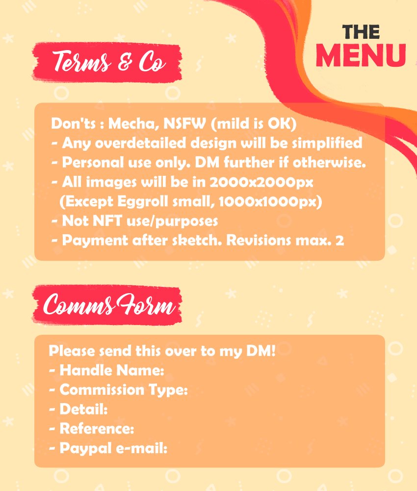 [RT 😍]

Hello, I'm open for various chibi and normal style comm/s! The details are written already in the pic, feel free to DM for further infos and inquiries. Only 3 sl/ot for each type. Thank you! #artcommissions  #commissionsopen