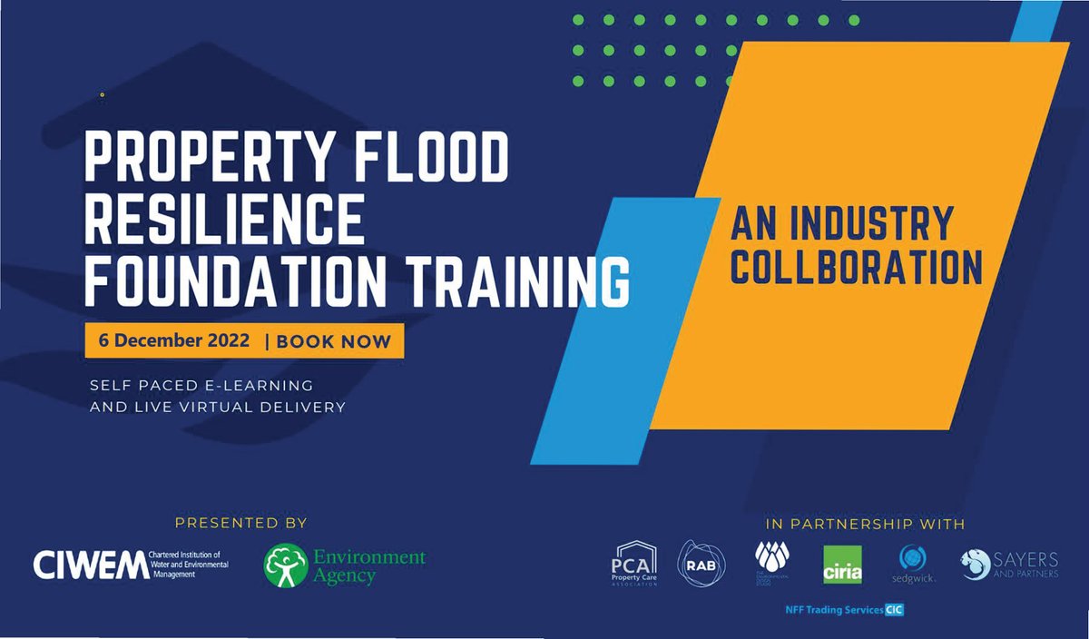 CIWEM: Looking to gain a practical introduction to the elements of #propertyfloodresilience within the context of flood risk management? Don’t miss out on this #PFR training designed and delivered by CIWEM & Partners and commissioned by the EA.

Sign up …