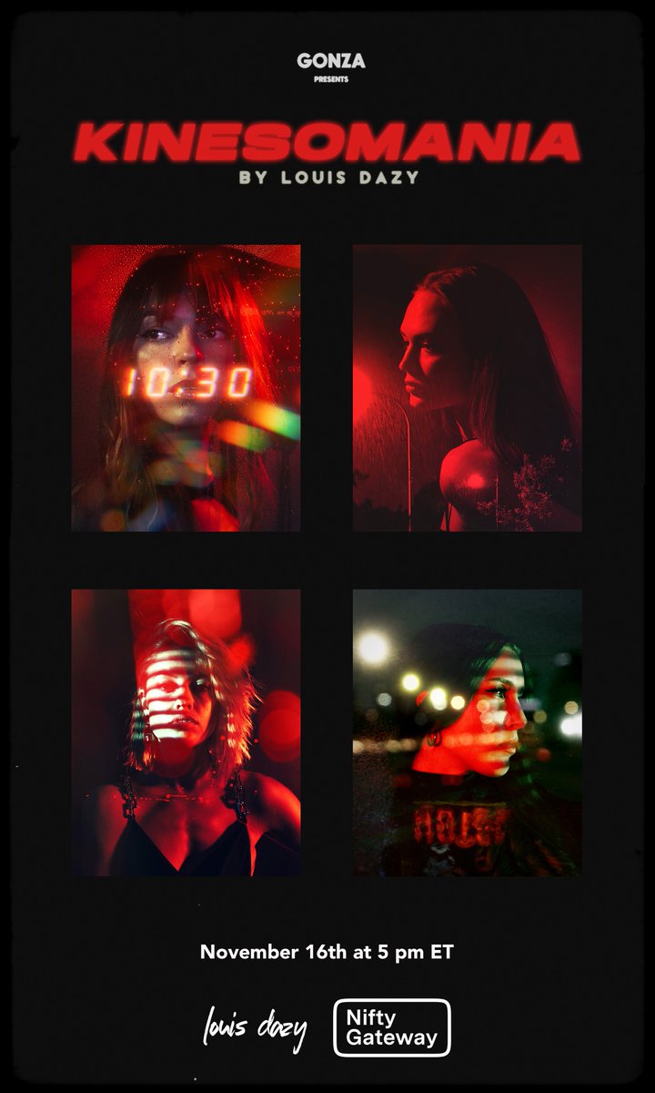 Tomorrow will be <a href="/louisdazy/">Louis Dazy</a>'s first drop on <a href="/niftygateway/">Nifty Gateway Studio</a> 'Kinesomania'. Louis is an amazing artist who I loved working with! 

November 16th at 5 pm ET for 24 hrs.

Open Editions: niftygateway.com/collections/ki… 
Limited Editions: niftygateway.com/collections/ki… 

More details:
🧵👇