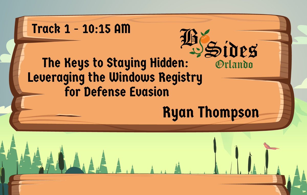 Join us for "The Keys to Staying Hidden: Leveraging the Windows Registry for Defense Evasion" by Ryan Thompson on Saturday, Nov 19th! 

Register here: bsorl.org/reg-22