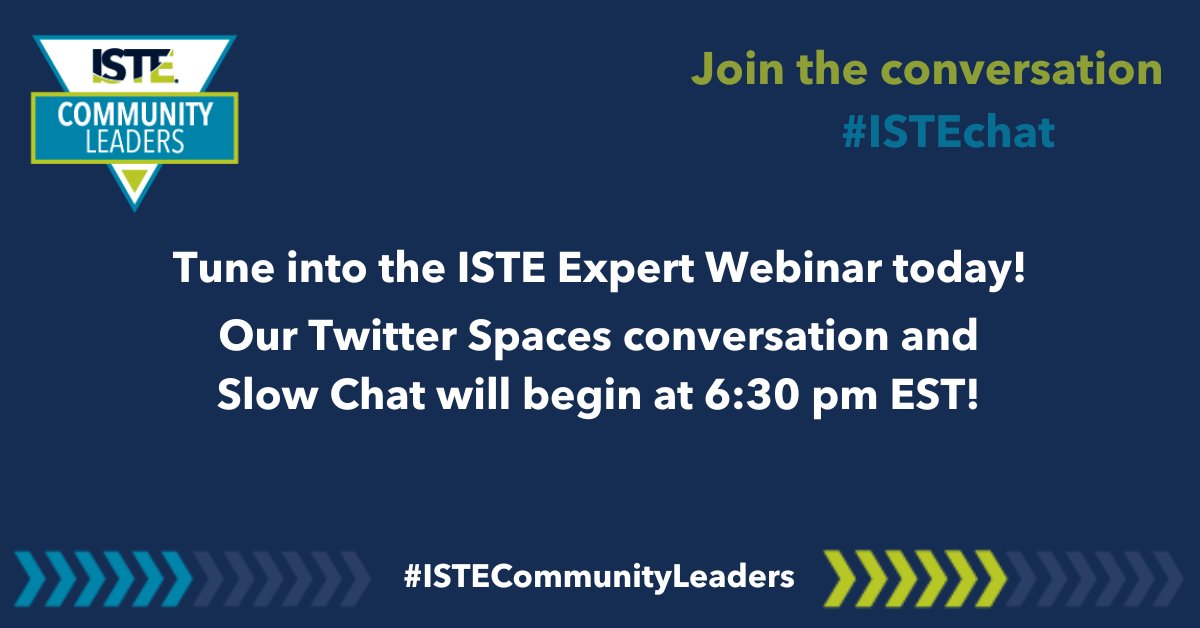 Join us for our Twitter Spaces and slow #ISTEchat today at 6:30 pm EST, featuring <a href="/eedowd27/">Erin Dowd</a> to share how we can spark creativity, inspire wonder and support meaningful action in ourselves and our students. Are you ready?