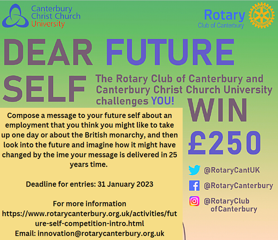 SSTMaidstone's tweet photo. Get your writing hats on! Canterbury University are holding a writing challenge for all year groups, with the title 'Dear Future Self'. All information and rules for the challenge can be found on their website #DearFutureSelf #CreativeWriting https://t.co/Ifx63mWfAG