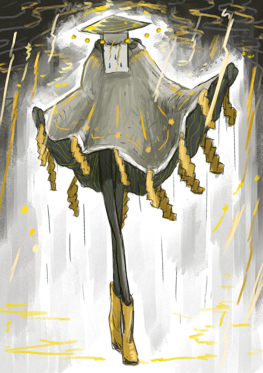 solo hat full body no humans standing cloak rain  illustration images