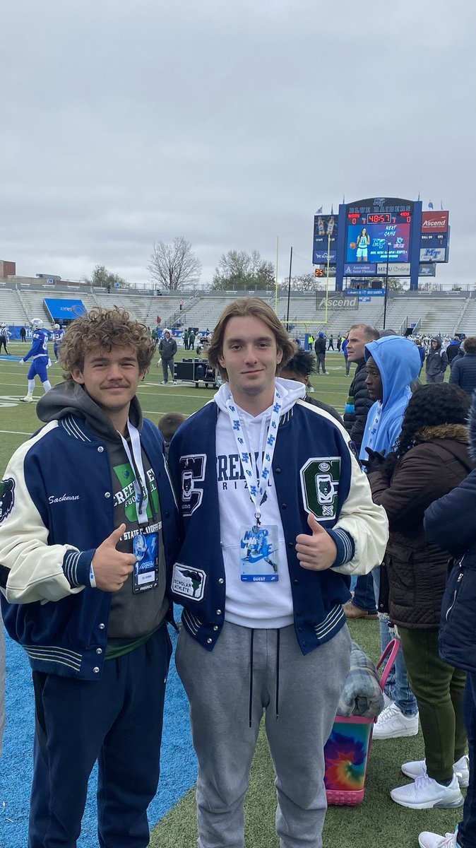 Had a great time <a href="/MT_FB/">Middle Tennessee Football</a> @CoachWoodley_MT <a href="/CoachWilliams22/">Trevor Williams</a> <a href="/TheViewRecruits/">Creekview Football Recruiting</a> <a href="/CoachMartinC/">Chip Martin</a> <a href="/FtballAtTheView/">Creekview Grizzly Football</a>