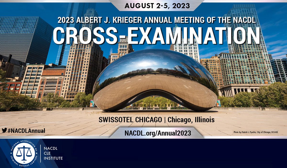 Plan Ahead! <a href="/NACDL/">NACDL</a> is heading to Chicago for its 2023 #NACDLAnnual Meeting &amp; Seminar. Program Co-Chairs <a href="/darrow911/">Todd Pugh</a> <a href="/JonBrayman/">Jon Brayman</a> <a href="/Sofladefender/">Huda Ajlani Macri</a> are building an outstanding program.

LEARN MORE: nacdl.org/Annual2023