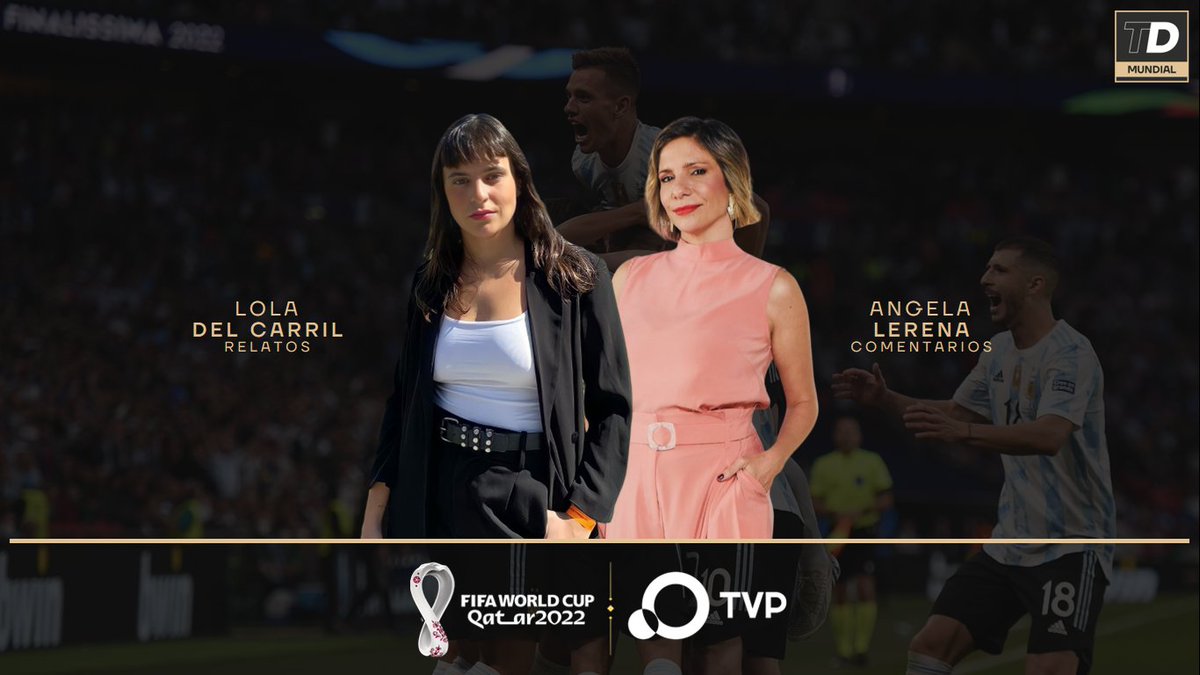 TribunaDeporOK's tweet photo. ADELANTO | DUPLA FEMENINA EN QATAR 2022

Por primera vez en nuestro país una dupla de relatora-comentarista mujeres harán partidos de una Copa del Mundo (masculina)

@loladelcarril y @Angelalerena serán dupla en Suiza-Camerun, Croacia-Canada y Canada-Maurruecos por  @TV_Publica https://t.co/xOClB5Hchq