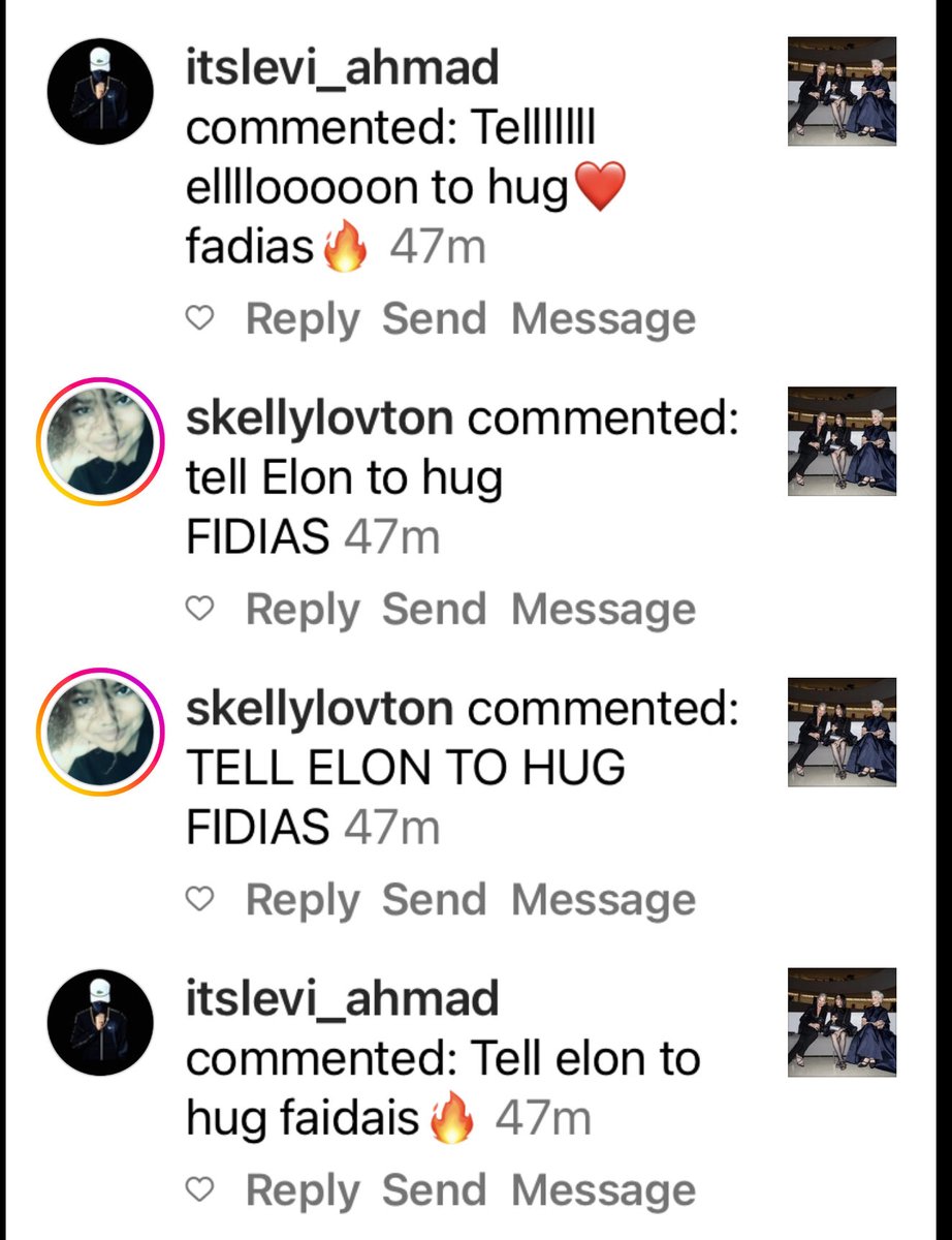 mayemusk's tweet photo. What is good about ⁦@Twitter⁩ is you can complain about spamming on ⁦@instagram⁩ . ⁦@Fidias0⁩ asked his IG followers to spam me. I have removed over 500 comments. ⁦@elonmusk⁩ please do not hug this malicious man. Stay safe. https://t.co/whNRMqmTxo