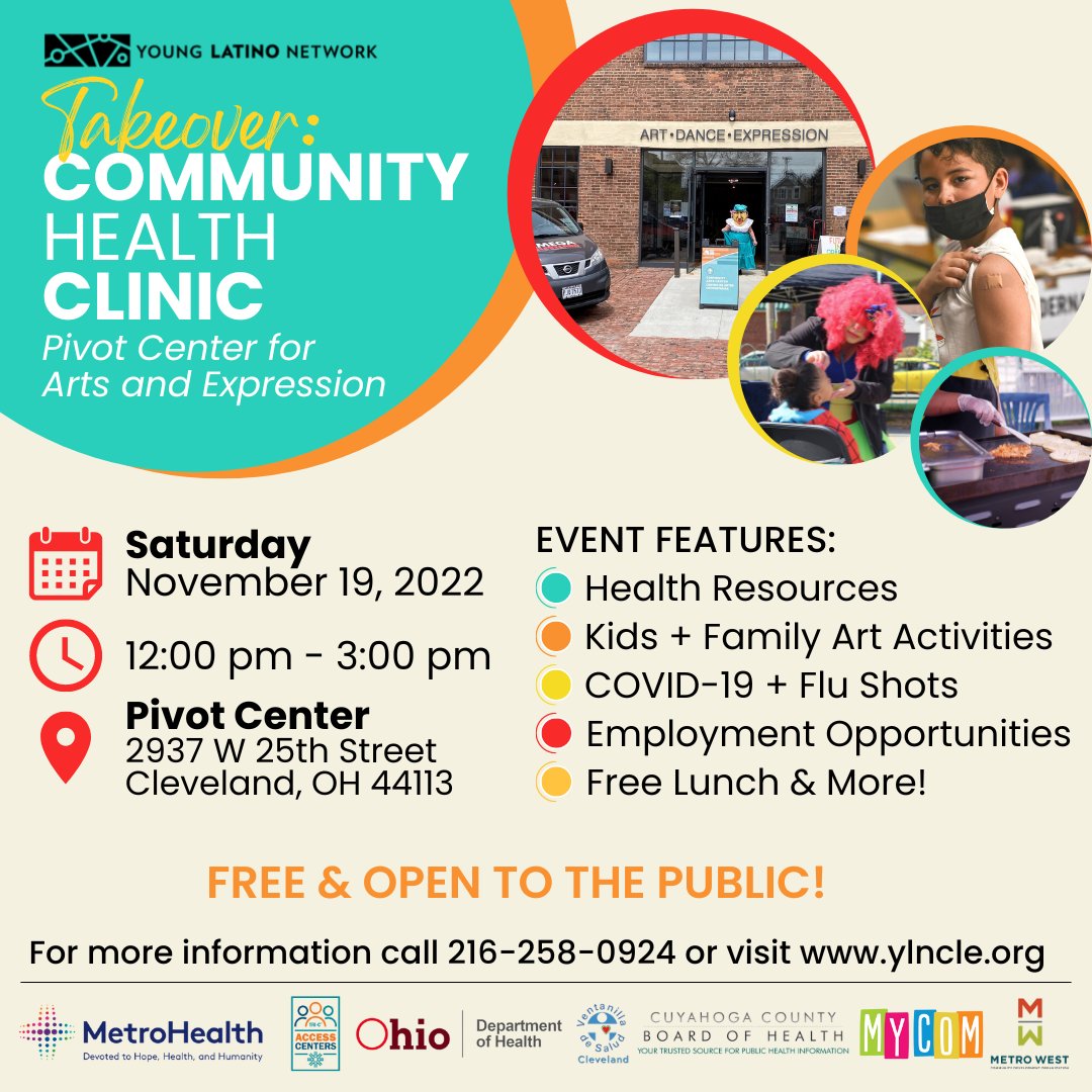 Cleveland VOTES (@clevotes) on Twitter photo 🎉 Upcoming Event 🎉
Join our friends at <a href="/YoungLatinoNtwk/">Young Latino Network</a> this Saturday, November 19th for health resources, COVID-19 and flu shots, employment opportunities, arts and crafts and more for the whole family!
🔗Learn more at bit.ly/3EvLvyk 🎉 Upcoming Event 🎉
Join our friends at <a href="/YoungLatinoNtwk/">Young Latino Network</a> this Saturday, November 19th for health resources, COVID-19 and flu shots, employment opportunities, arts and crafts and more for the whole family!
🔗Learn more at bit.ly/3EvLvyk