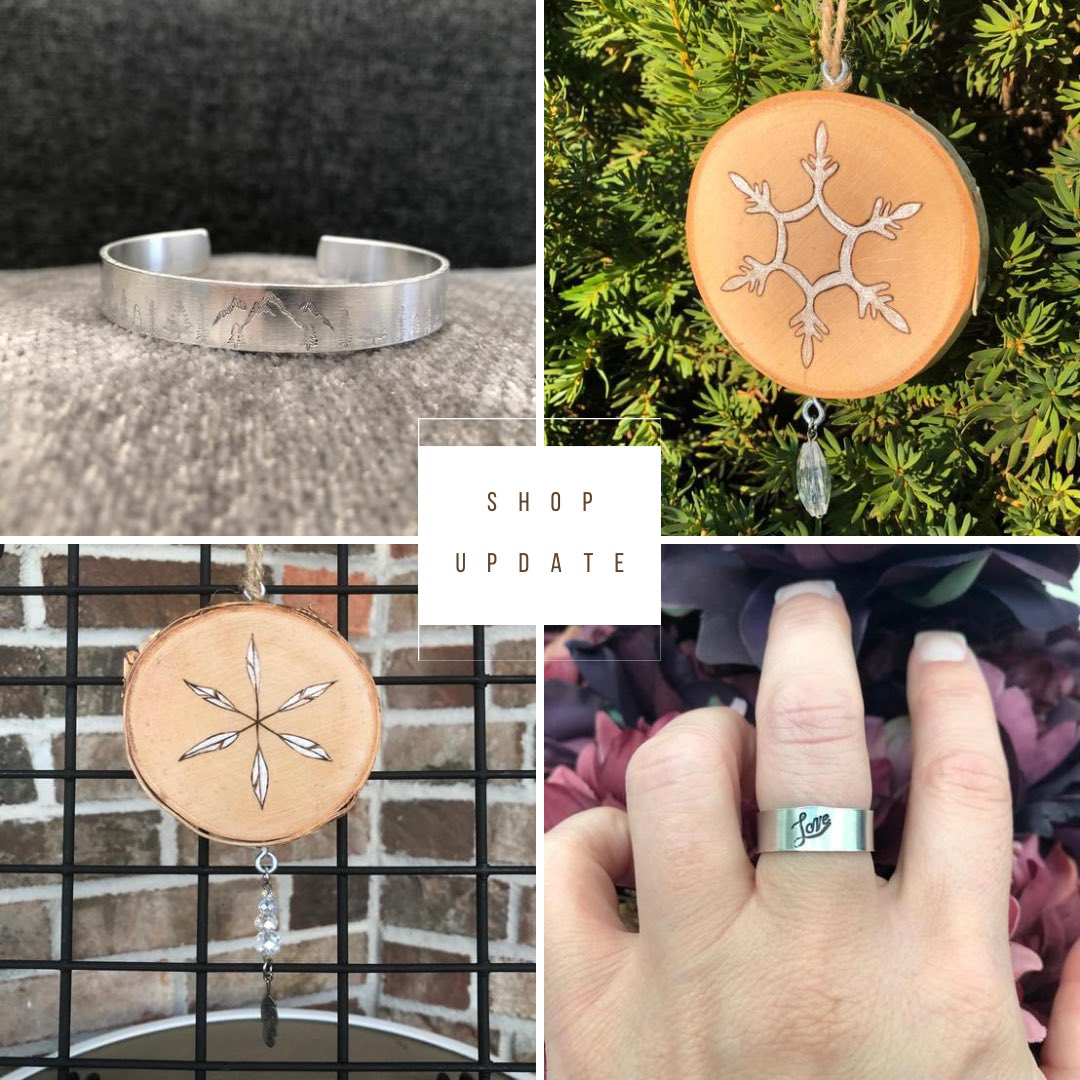 WispAndMallet's tweet photo. My #onlineshop has been updated! You can get to it from my website. Grab one of my #snowflakeornaments or some #metalstampedjewelry or some #woodburnedhomedecor 
Thanks for supporting #smallbusiness this holiday season! https://t.co/0gwz2R3boF