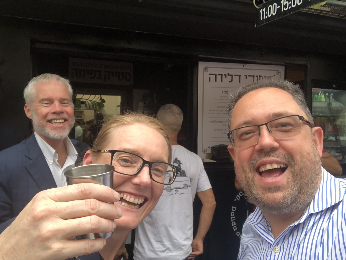 ProfBlumenstein's tweet photo. The afternoon of Day 3 in #TelAviv with the @uniaus delegation. Our senses were treated to the culinary delights of the Levinsky Market |#HaimRafael #DalidaRestaurant #Bourekas #AlonShabo https://t.co/5gtre9EHab