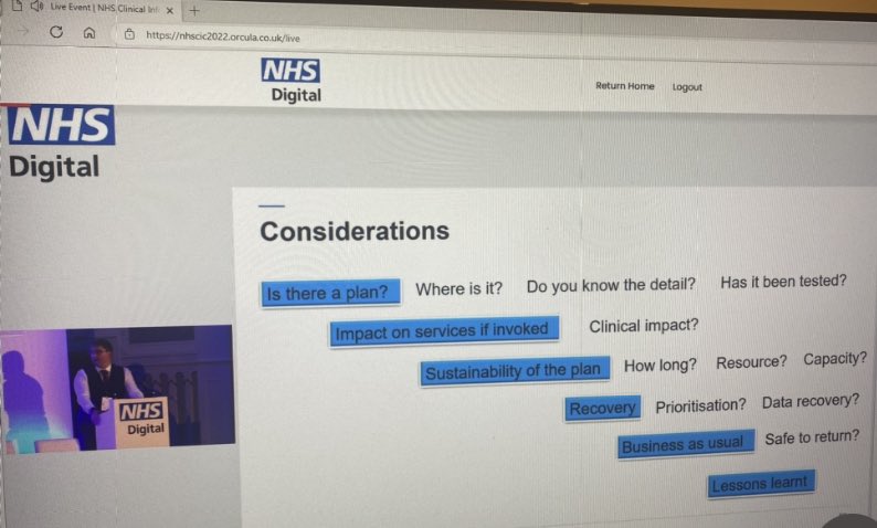 Great presentation by Chris Day on the importance of Business Continuity Plans. It is vital that clinicians know what to do #whenthesystemgoesdown.