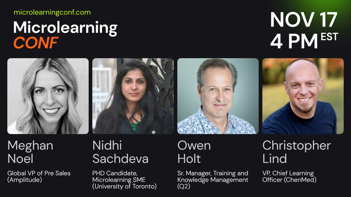 If you have any interest in #microlearning, you can't miss the upcoming MicrolearningCONF. The lineup is insane. Three 15-min sessions. 🚀 Book a free seat: microlearningconf.com