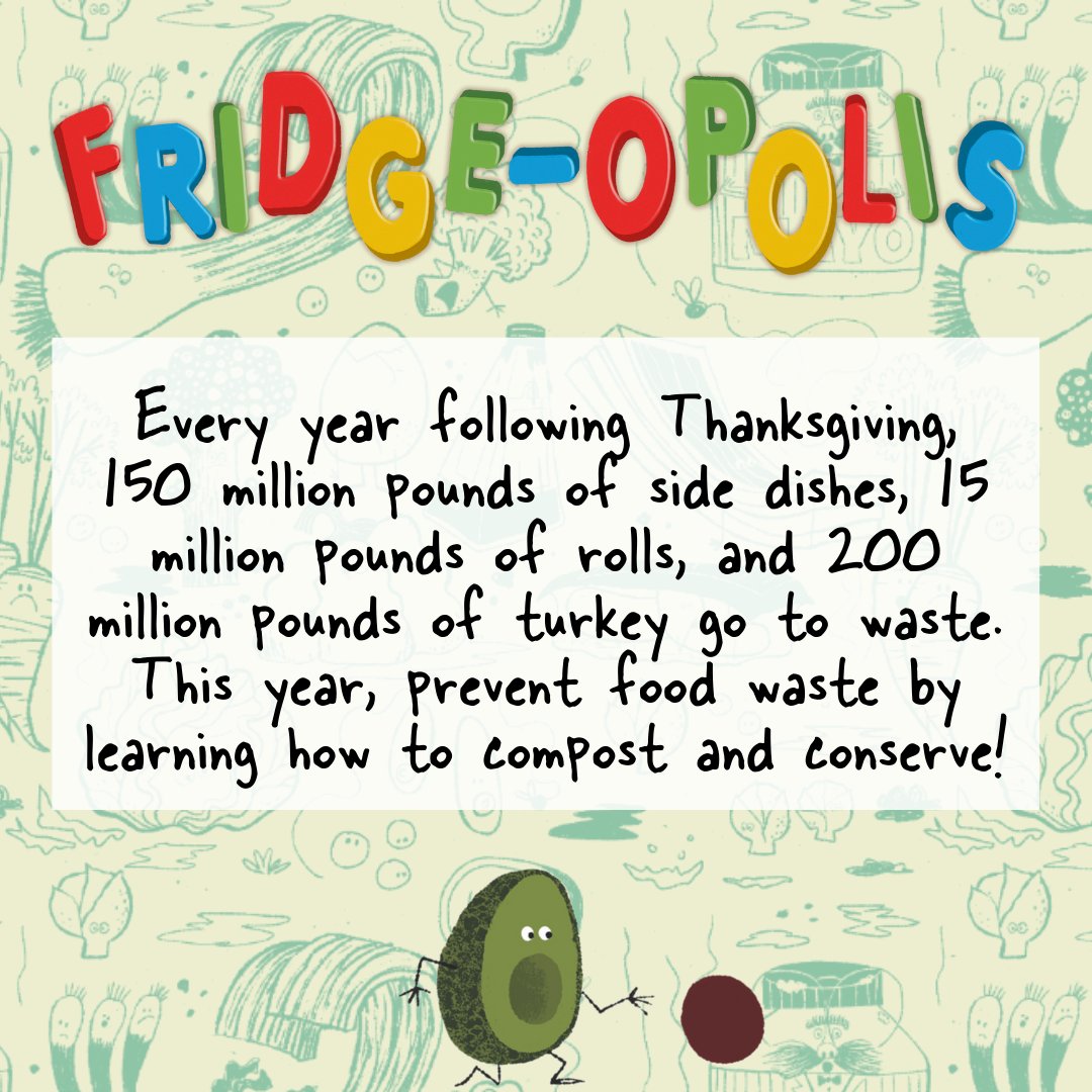 With Thanksgiving just around the corner, your fridge will need plenty of room! Prevent food waste and participate in #CleanOutYourRefridgeratorDay today by taking some tips from #Fridgeopolis by @CoffeyCreative and illustrated by @JoshCleland.

#BeeAReader🐝