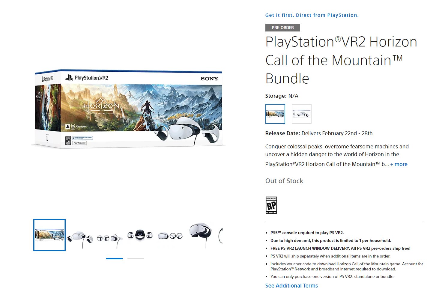 Combo Gafas Realidad Virtual Playstation VR2 + Horizon Call Of The  Mountain Ps5