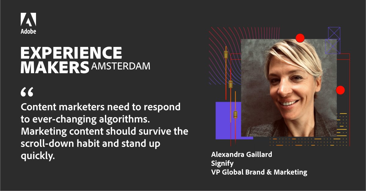 AdobeNederland's tweet image. Content aims to educate, entertain, inform and support decisions. But in the end, content is one piece of a complex consumer journey. #AdobeExperienceMakers2022