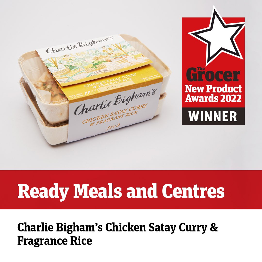 The #NewProductAwards winner for Ready Meals & Centres is: Charlie Bigham’s Chicken Satay Curry & Fragrance Rice Congrats to @charliebighams 🎖️